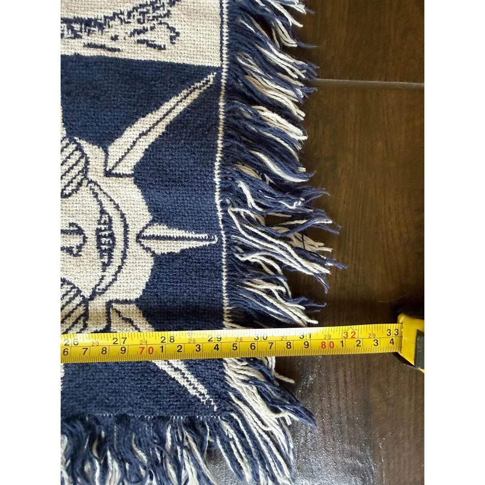 Vintage Noah's Ark Woven Tapestry Blanket 32x48 Fringe Christian Biblical Sun